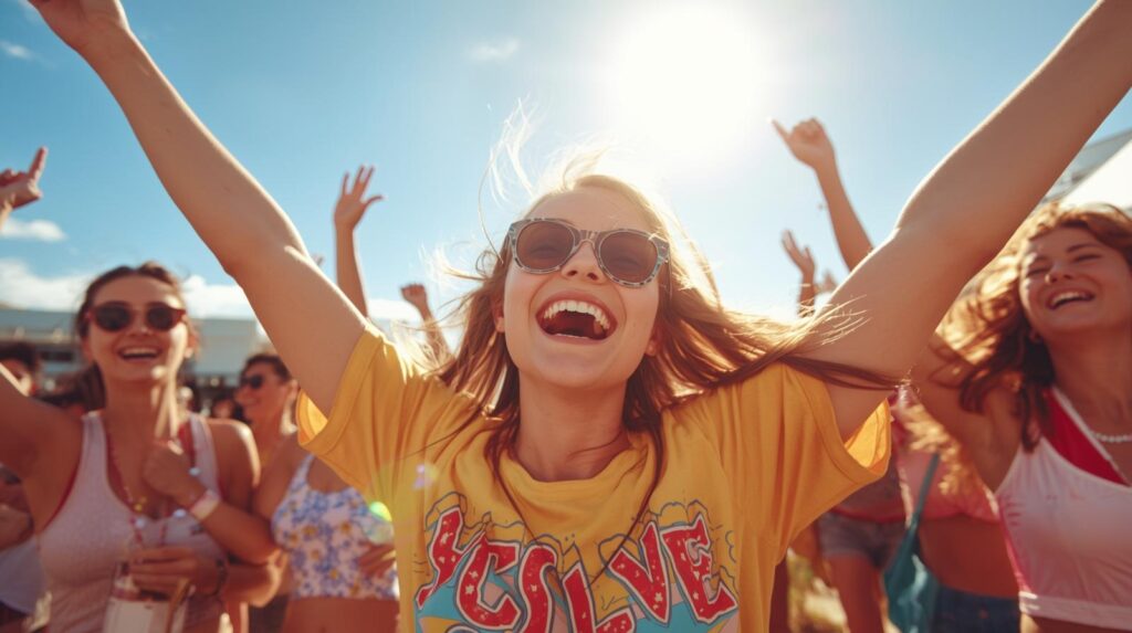 万歳して喜ぶ姿