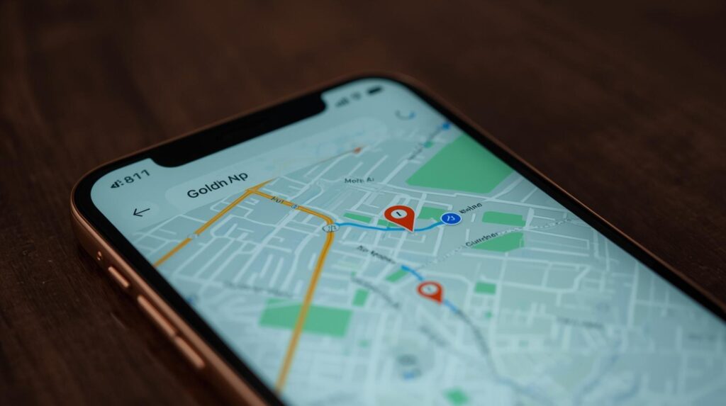 携帯でGPSの居場所を見るイメージ図