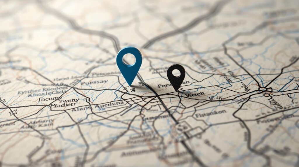 地図上でGPSが2か所に分かれている