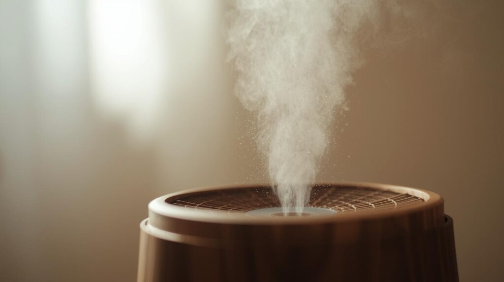 加湿器から蒸気が出ている